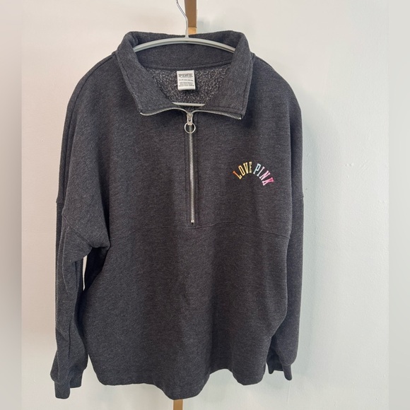 PINK Victoria's Secret Tops - PINK Victoria's Secret Charcoal Zip-Up